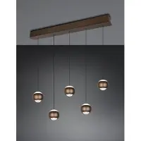 TRIO 5-lichts led hanglamp Orbit eettafel - platinum bruin