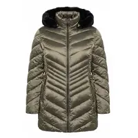 Ulla Popken - Dames - HYPRAR gewatteerd jack lederlook biezen 2-weg rits - Bleekbruin - Maat 42+
