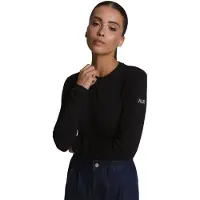 Alix The Label Dames Tops & T-shirts Ladies Knitted Rib Longsleeve T-shirt - Zwart - Maat XS