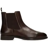 Manfield Bruine leren chelsea boots | Maat 44