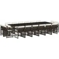 vidaXL 17-delige Tuinset met kussens poly rattan bruin