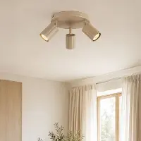 LumenXL 3-lichts draaibare plafondlamp Bruna met geribbelde spots - beige