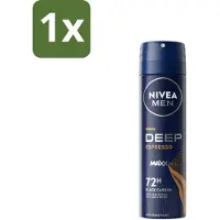 Nivea 1 x MEN - Deodorant Spray - Deep Espresso - 150 ml - Anti-transpirant Spray - 72 Uur Bescherming - Espresso Geur - Huidbescherming - Mannelijke Geur