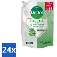 Dettol 24 x - Handzeep Navulling - Hydrate - Aloë Vera & Bamboe - 500 ml - Handzeep Navulling - Antibacteriële Handzeep - Aloë Vera Handzeep - Bamboe Handzeep - Duurzame Handzeep