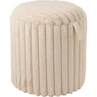 J-Line poef met deksel geribbeld MDF beige - 40 cm - 42 cm