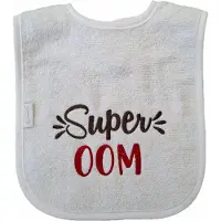 Funnies Witte slab met "Super Oom" - kraamcadeautje, cadeautje, babyshower, verjaardag, nieuwtje, slabbetje, slabbertje, slabje