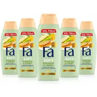 Fa Soft Pistachio & Honey Douchecrème XXL 750 ml – Pistache & Honing – Voordeelverpakking 5 Stuks