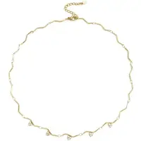 Yehwang Ketting met zigzag patroon en steentjes - Goud-