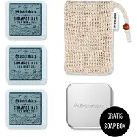 Störtebekker Premium Doucheset Hair - Vaste shampoo (100 g x3), sisalzakje + GRATIS aluminium zeepdoosje - Shampoo Bar Set - Solid shampoo Set- Handgemaakt in NL