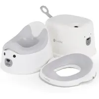 Sun baby 3-in-1 Zindelijkheidstraining Set - Kinderpotje, WC Verkleiner en Opstapje - Antislip - Beer Design - Grijs