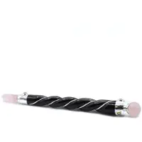 Ancient Wisdom Twisted Healing Wand - Silver Rose Quartz Sphere