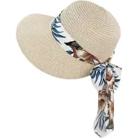 Snq Dameshoed van stro met brede rand - Opvouwbaar - maat M - 56-58 cm - Zomerse strand- en reishoed