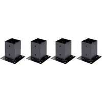 Alberts 4 x opschroefhuls voor vierkante houten palen, 91x91 mm, verzinkt, zwart kunststofgecoat, Topfhöhe 150 mm