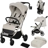 Lionelo Cloe Plus Buggy – Automatisch Inklapbaar – Kinderwagen tot 22 kg – Compact & Lichtgewicht – Verstelbare Rugleuning – Grote Geveerde PU-Wielen – UPF50+ XXL Zonnekap – Voetenzak & Bekerhouder