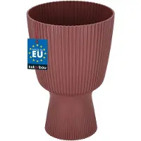 KOTARBAU Bloempot - Plantenpot met Sokkel ⌀ 18 cm - PVC - Geribbelde Orchideeënpot - H: 27 cm - Marsala - Kelkvorm