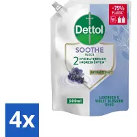 Dettol 4 x - Handzeep Navulling - Soothe - Lavendel & Vioolbloesem - 500 ml - Handzeep Navulling - Lavendel - Vioolbloesem - Antibacterieel - Hydraterend
