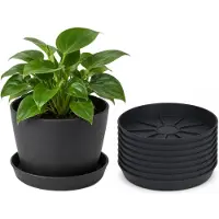 Pro Garden plantenpot onder schotel - 8x - opvang schaal - antraciet - dia 20 cm - Kunststof