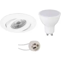 BES LED GU10 Inbouwspot Set - Mat Wit - Inbouw Rond - Kantelbaar - Pragmi Uranio Pro - 4W - Warm Wit 3000K - Ø82mm