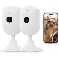Zree 4MP bewakingscamera voor binnenshuis met nachtzicht, wifi, indoorcamera, hondencamera, tweeweg-audio, 2,4 GHz wifi, PIR-bewegingsdetectie voor baby’s en huisdieren 2pcs