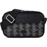 Lacoste schoudertas The Blend Reporter Bag Monogram Noir Gris zwart