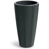 Prosperplast Plantenpot/bloempot Oro - kunststof - zwart - D39 x H73 cm - met binnenpot - tuin potten