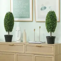 STILVORA Kunstplant UV Bestendig 2 Delig 60 Cm Kunststof Groen Buxus Topiary Met Pot Voor Binnen En Buiten Zonder Onderhoud