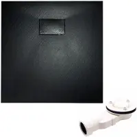Badland Bad Land VIDAR douchebak - vierkant - 90 x 90 x 3,2 cm - zwart - met afvoerset