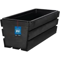 KOTARBAU Houten Plantenbak - Bloembak Hout - met Kunststof Inzetstuk - Balkonbak - 40 x 18 x 15 cm - Antraciet - voor Terras - Balkon - Deko Planten