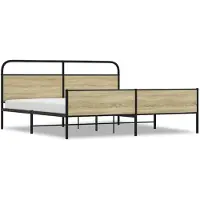vidaXL Bedframe zonder matras metaal sonoma eikenkleur 200x200 cm