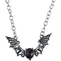 EtNox - Gothic Halsketting - Bat - voor Vrouwen - zilverkleurig - Maat Standard