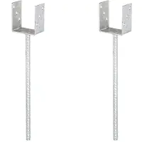 Alberts 2 x U-paaldrager, Riffelstahl-betonanker, 91x91 mm, betonanker 400 mm, thermisch verzinkt, voor inbetonneren