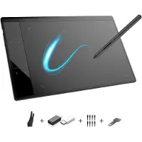 DNA Tekentablet - Professioneel Grafisch Tekenpad met 4 Touch-Sensors - Tekentablet met 4 Touch-Sensor Toetsen - Zwart - 25cm x 25cm x 1cm