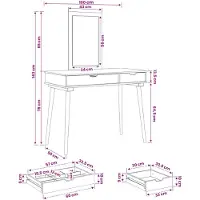vidaXL Make-up tafel set FAUSKE, 2 stuks, wit, 100 x 50 x 143 cm