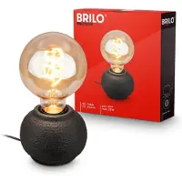 Briloner Amba - Tafellamp Keramiek - E27 - slaapkamer lamp - Ø10cm - zwart