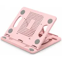 VHV - Laptopstandaard - 360° draaibaar en in 8 standen verstelbaar - Opvouwbaar met ventilatie - Voor thuiswerk en studie - Roze