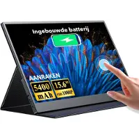 Uperfect 15,6-inch draagbare monitor, 10-punts touchscreen, 60 Hz, USB-C en HDMI, 1080p, IPS (1200:1), voor laptop/telefoon/spelconsole, VESA-montage mogelijk