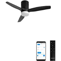 Create - Plafondventilator 40W silent (Ø112cm) 100% hout - Met licht LED - Met WiFi + Afstandsbediening - WIND CALM NATURAL WOOD