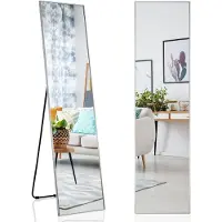 Costway SureDeal - Staande Spiegel - Volledige Lengte Rechthoekige - Breukvast Glas - Aluminium Legering Zwart - Goud - Zilver - 160x40x2 cm