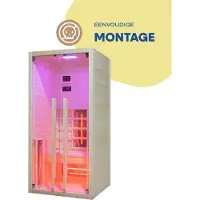 Livin Infraroodcabine 1 Persoons - Saunacabines - Sauna Cabine - Full Spectrum Verwarming - Kleurenverlichting - Audiofunctie - 90 x 90 x 190 cm - Espenhout