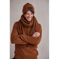 Falke Basic Label Big sneldrogend warm wol muts unisex rood - maat ONESIZE