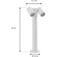 PRIOS Sokkellamp buiten Tulimar, dimbaar, wit / opaal, Aluminium, Modern, Sokkellamp