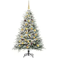 vidaXL Kunstmatige Voorverlichte Kerstboom met Ballenset 300 LED's