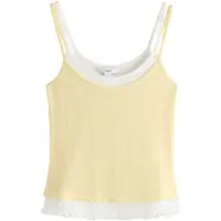 Next - Dames - Jersey gelaagd hemdje met wassing - Geel
