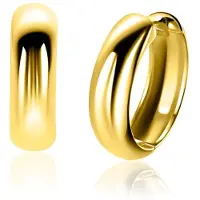 Zinzi 17mm goldplated zilveren gladde oorringen met brede ronde buis 5mm met luxe klapsluiting ZIO2793G