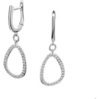 The Jewelry Collection Huiscollectie klapoorring Zirkonia Zilver Gerhodineerd Glanzend