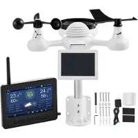 SucceBuy 7-in-1 - draadloos weerstation - Wi-Fi realtime monitoring - 7" TFT kleurendisplay - zonne-energie - IPX6 buitenunit - eenvoudig alle weerdata in één overzicht