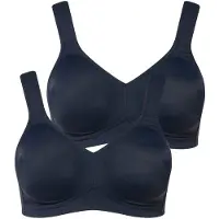 Ulla Popken - Dames - Microvezel-beha set van 2 zonder beugel voorgevormde cups - Nachtblauw - Maat 95B