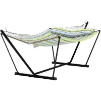 Happiq Hangmat met Standaard 366 cm - Geschikt 2 Personen met Kussen - voor tuin en strand - Donkergrijs