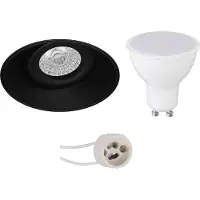 BES LED GU10 Inbouwspot Set - Mat Zwart - Inbouw Rond - Trimless - Kantelbaar - Pragmi Nivas Pro - 4W - Warm Wit 3000K - Ø150mm