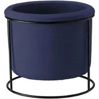 Galicja Meggi Keramische Pot 14,5 cm - Marineblauw met Standaard